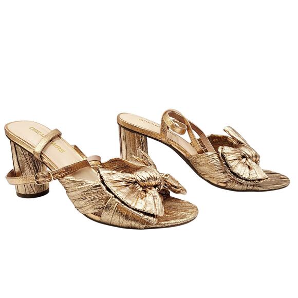 DREAM PAIRS Bow Knot Champaign Pink Ankle Strap Heeled Sandals Women's Size 9 - Picture 2 of 12